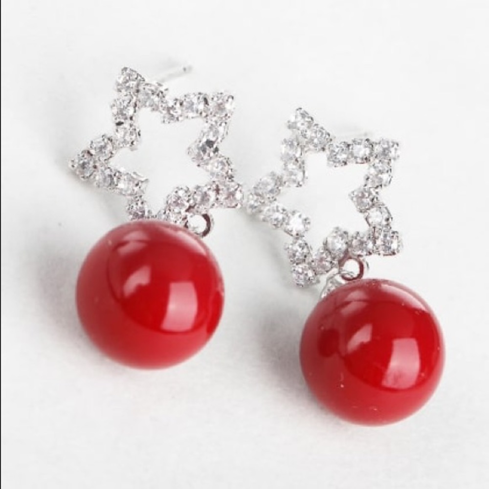 ✨Mini Star Crystals Earrings with Shiny Red Beads